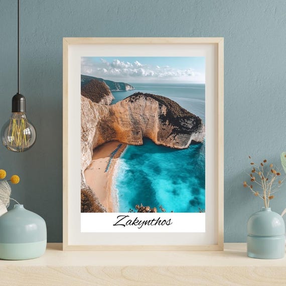 Zakynthos Greece Wall Art Posters Cafe Decor Home World Poster Design
