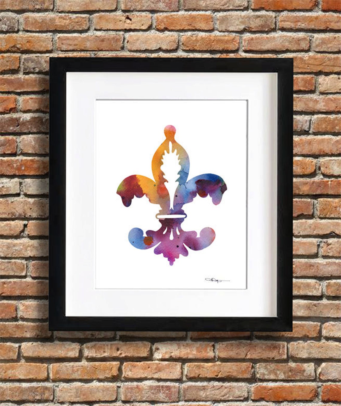 Colorful Watercolor Fleur-de-Lis French Symbol Decor Art Print - Image 2