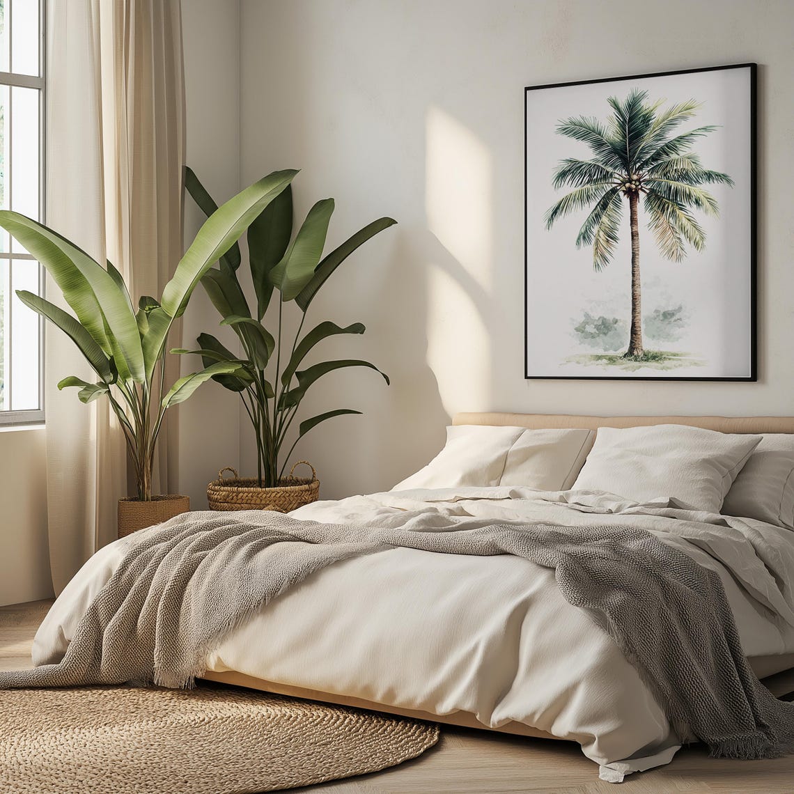 Single Coconut Palm Tree Watercolor Beach Tropical Island Poster - Image 5