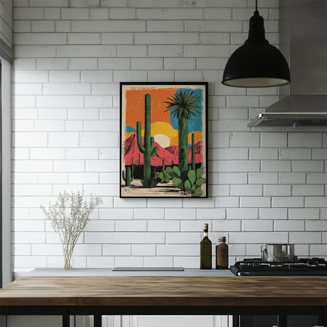 Desert Cactus Sunset Retro Southwest Vintage Style Travel Poster - Image 5