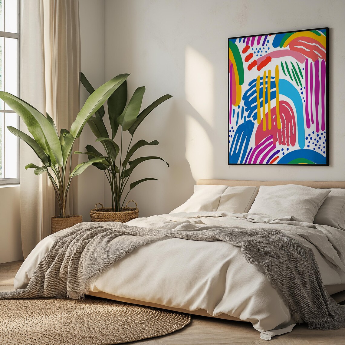 Colorful Abstract Brushstroke Modern Art Print for Home Decor - Image 4