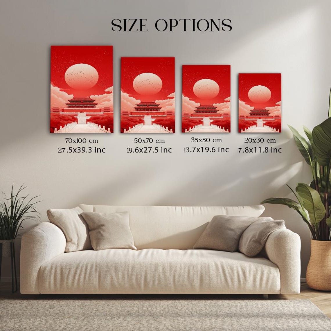 Bold Tiananmen Gate Beijing China Red Sunset Travel Art Poster - Image 3