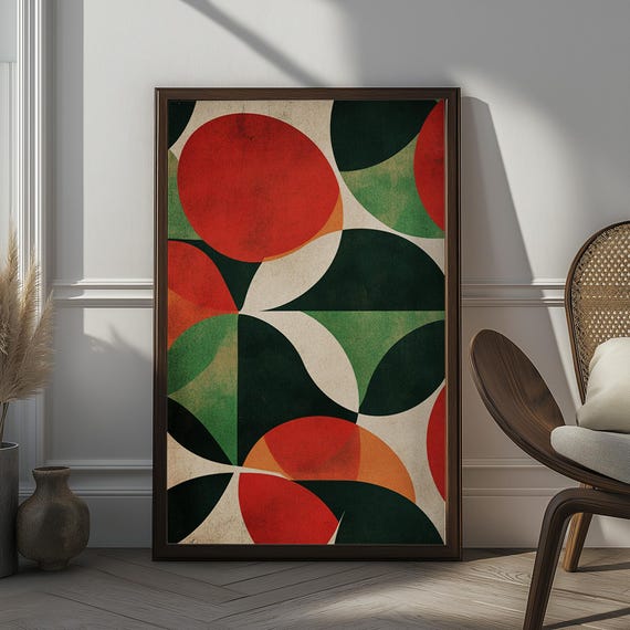 Mid Century Modern Wall Art Abstract Geometric Print Retro Minimalist Poster Vintage Style Home Decor Large Boho Art Scandinavian Artwork