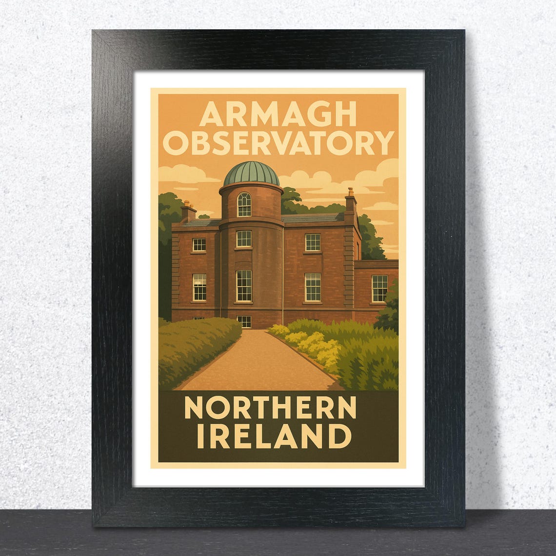Armagh Observatory Northern Ireland Historic Brick Dome Travel Poster