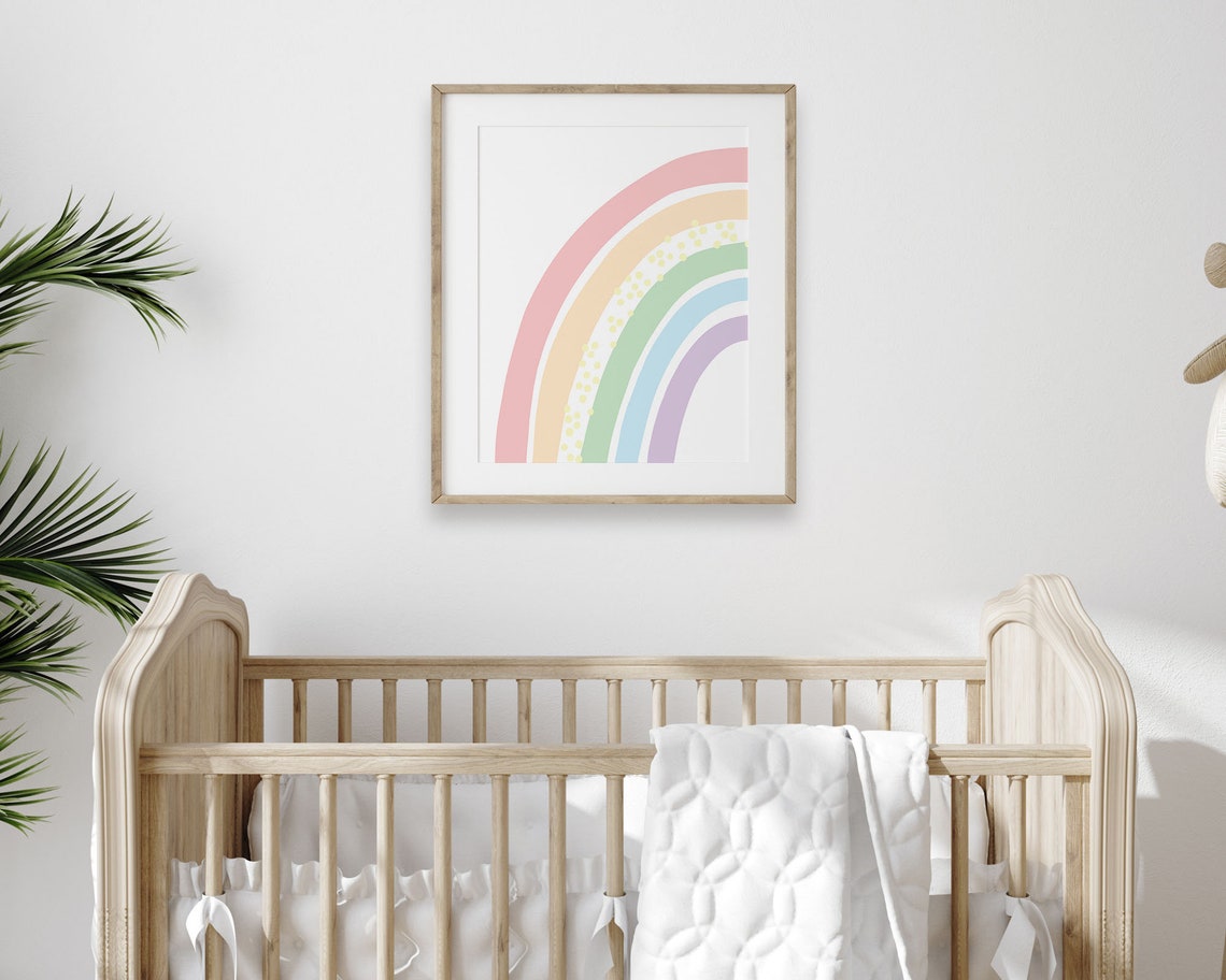 Pastel Rainbow Wall Art Boho Rainbow Nursery Decor Split Half Rainbow Baby Room Decor Kids Playroom Poster Print - Image 5