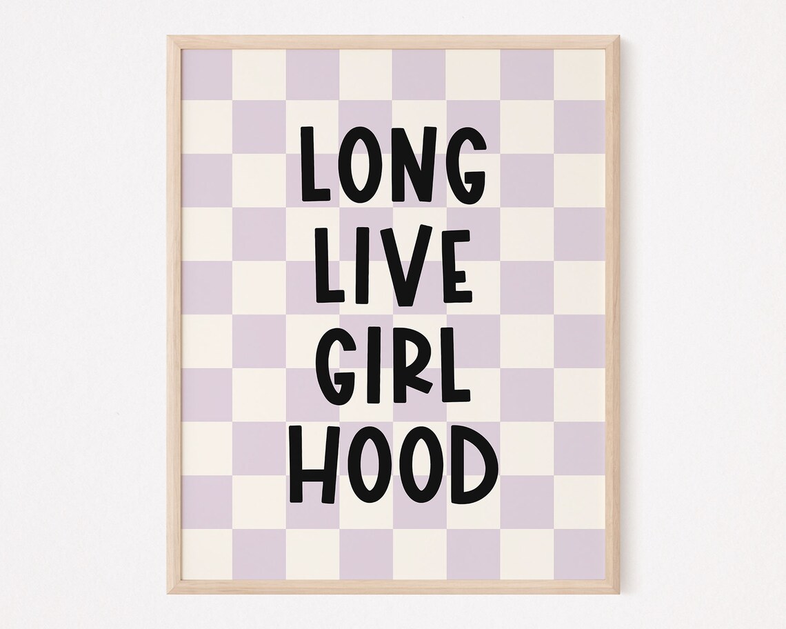 Long Live Girlhood Wall Art Retro Checker Toddler Girls Room Decor Kids Trendy Wall Art Preppy Room Decor Y2k Decor - Image 3