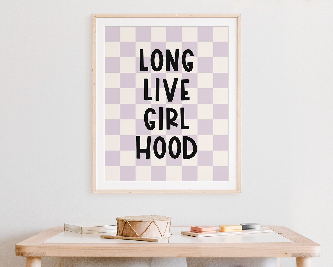 Long Live Girlhood Wall Art Retro Checker Toddler Girls Room Decor Kids Trendy Wall Art Preppy Room Decor Y2k Decor - Image 5