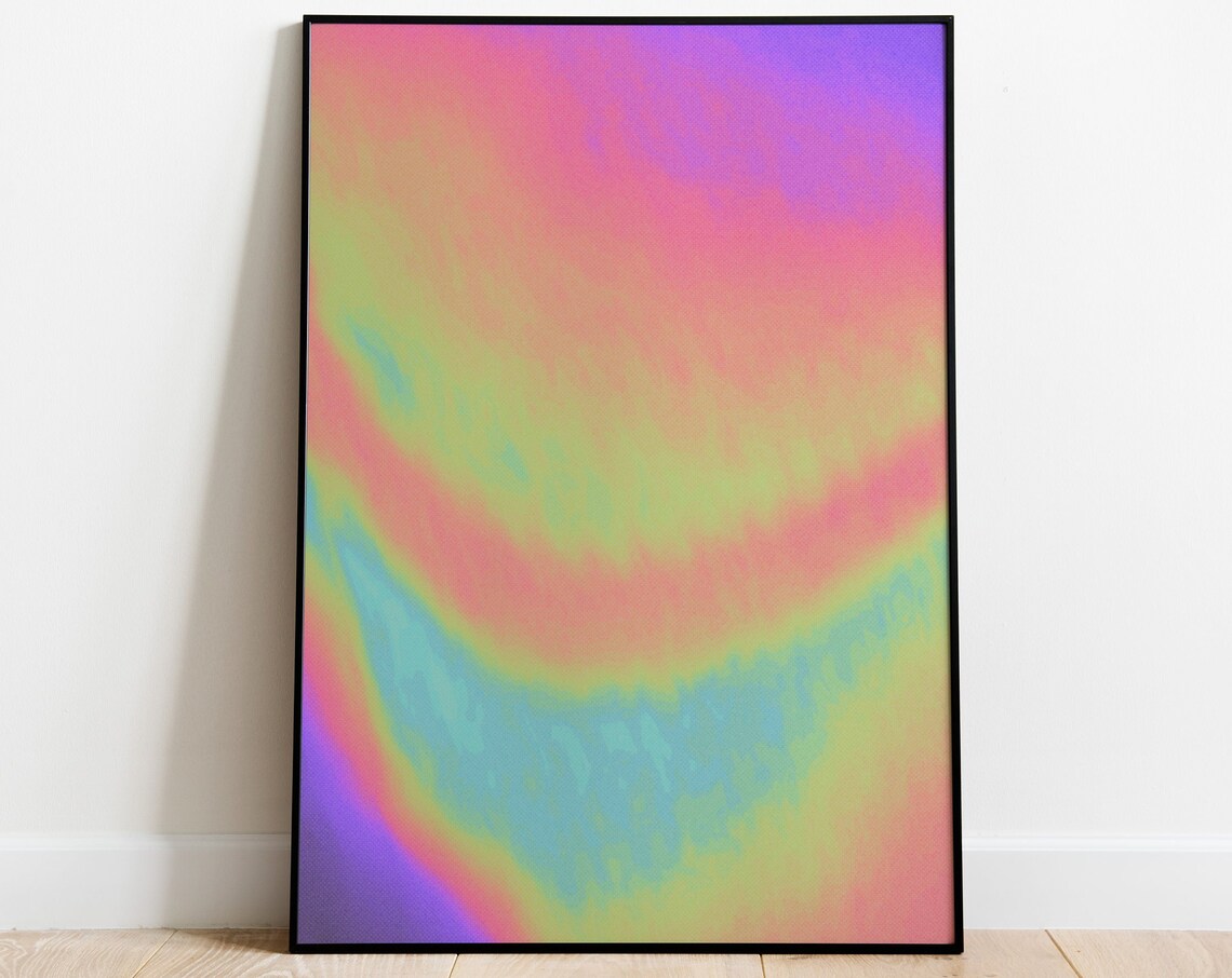 Pastel Grainy Aura Gradient Poster in Pink Green and Purple Swirls