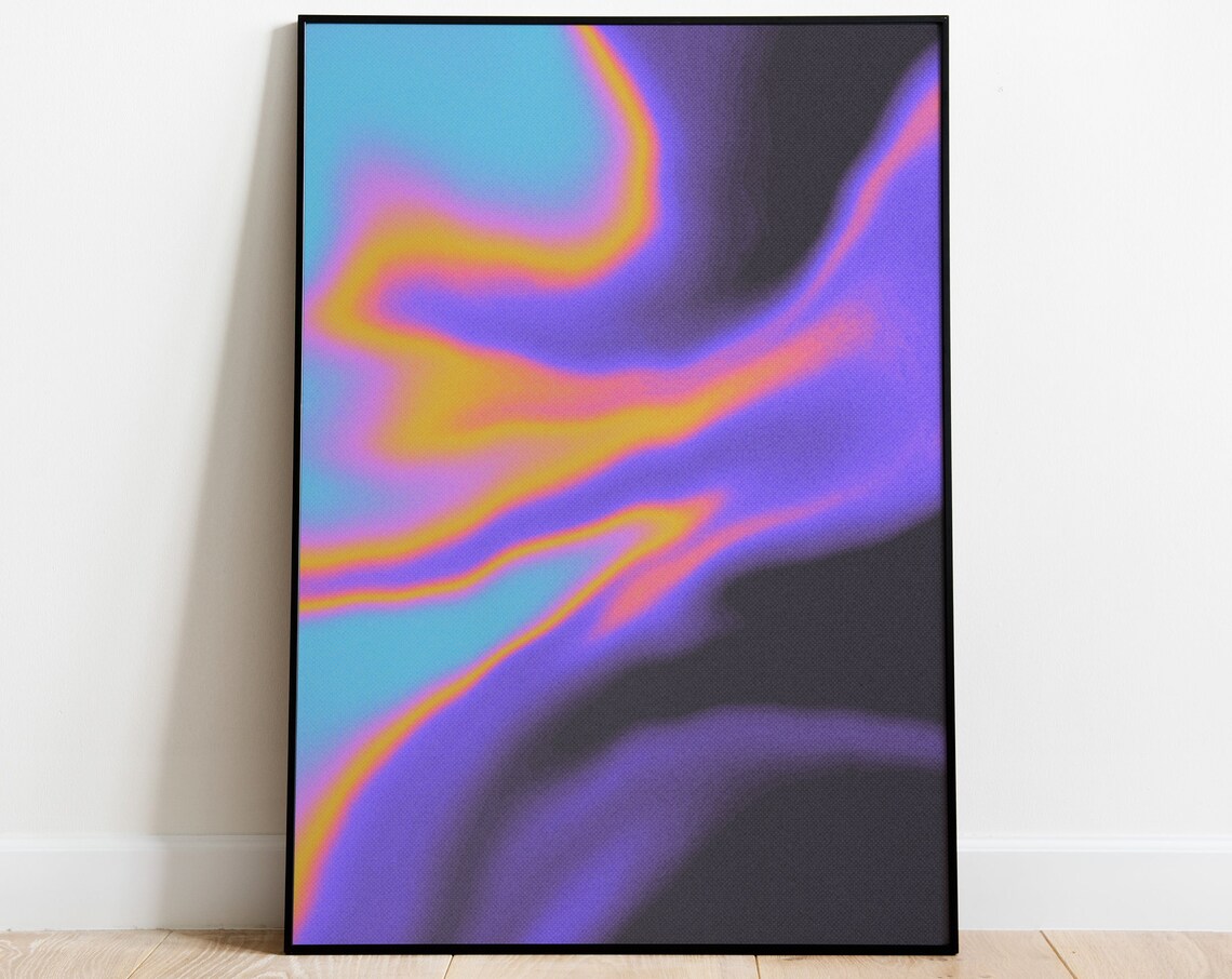 Electric Blue Purple and Orange Liquid Gradient Abstract Poster