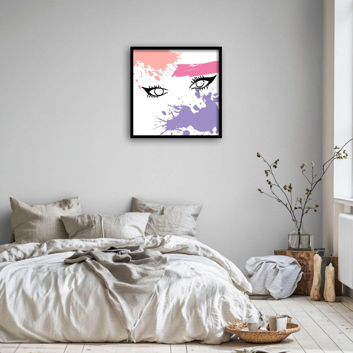 Feminine Eye Artwork, Modern Ink Splash Line Art - Image 3