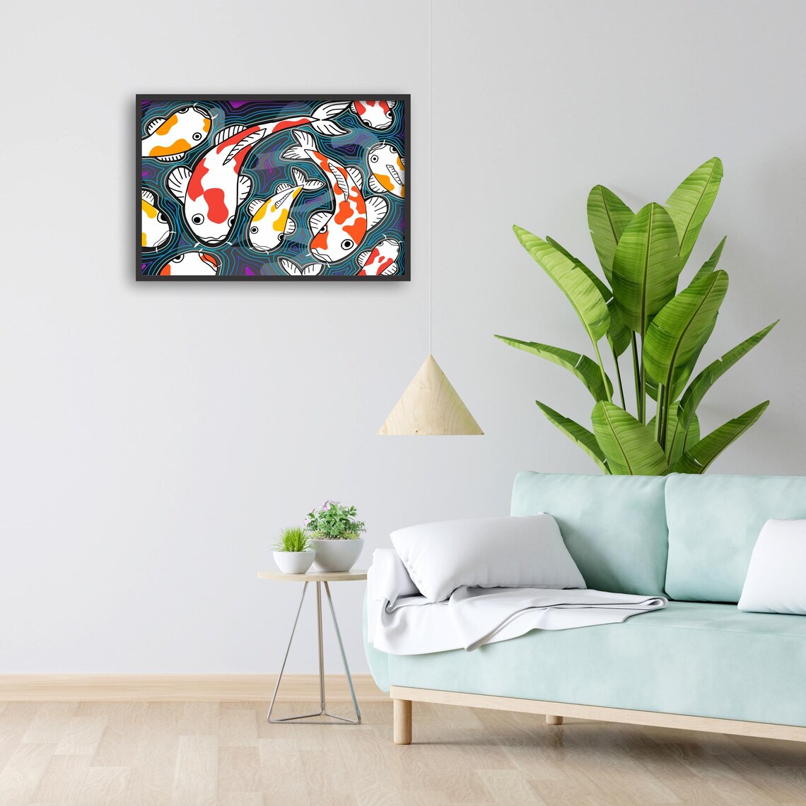 Koi Fish Art Print, Zen Japanese Style Pond - Image 2