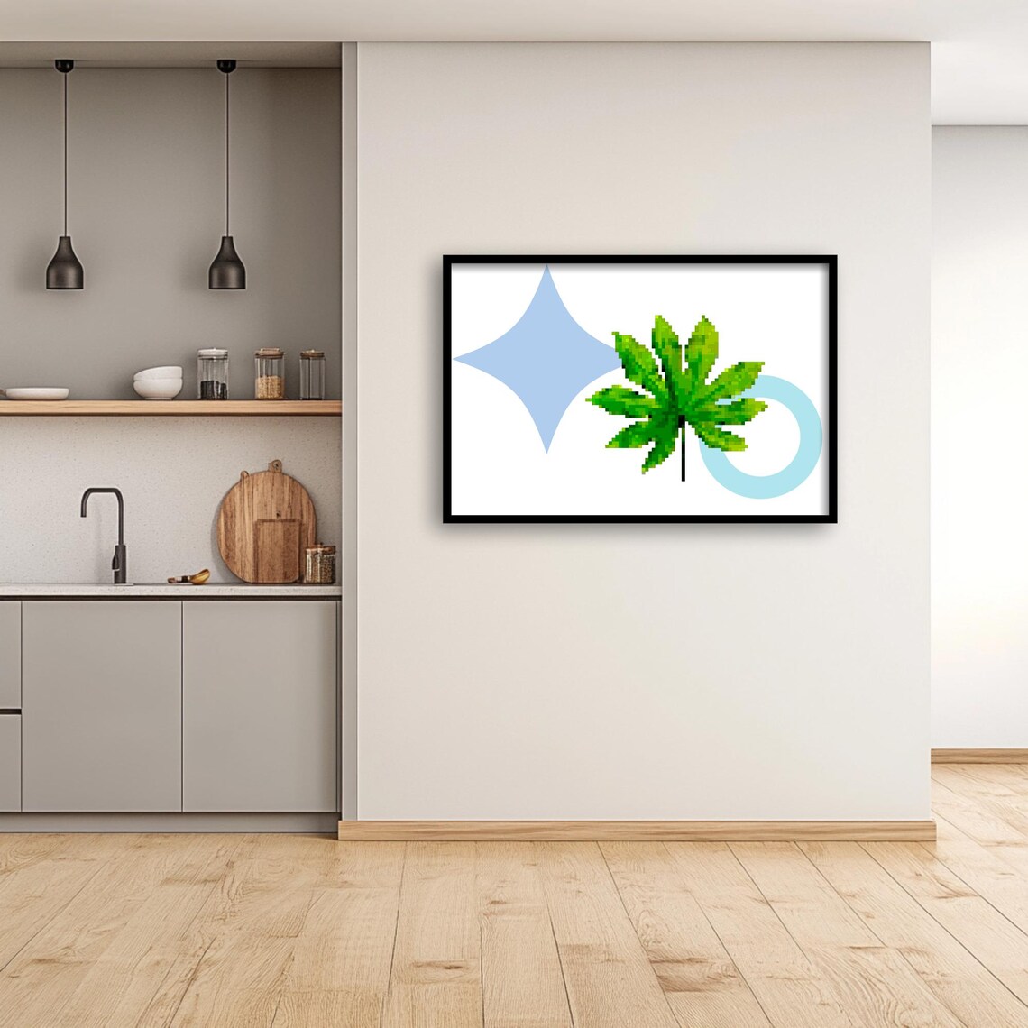 Pixel Pop Art Tropical Leaf Geometric Retro Game Style - Image 3