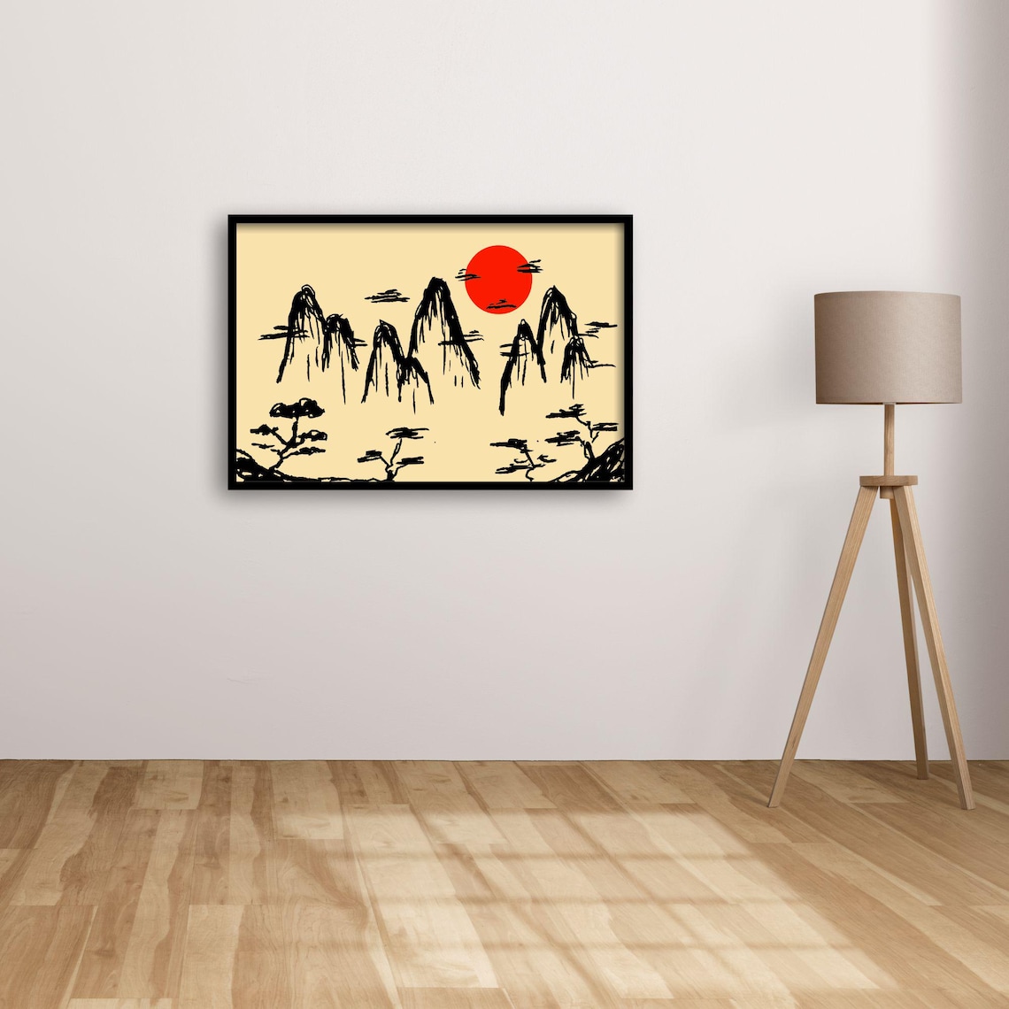 Japanese Landscape Minimalist Art Print, Zen Mountain - Image 3