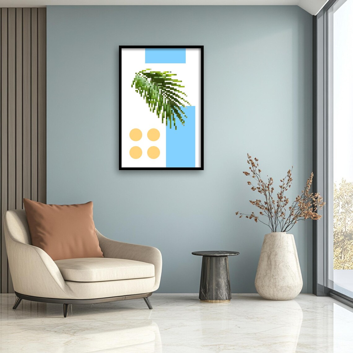 Retro Pixel Palm, Tropical Botanical Wall Accent - Image 4