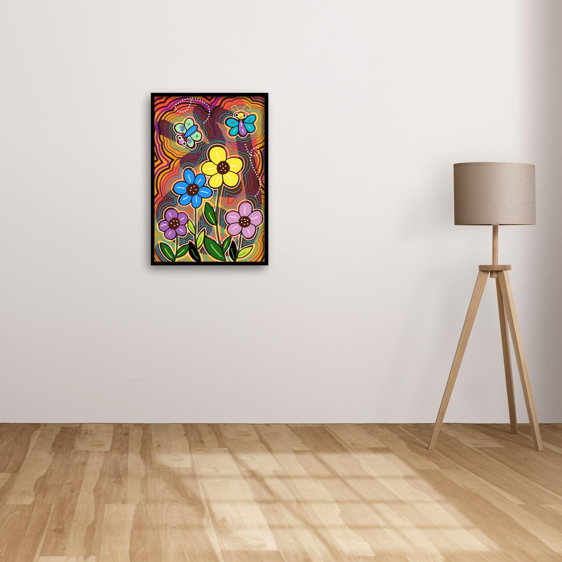 Whimsical Flower Art, Psychedelic Butterfly Poster - Image 2