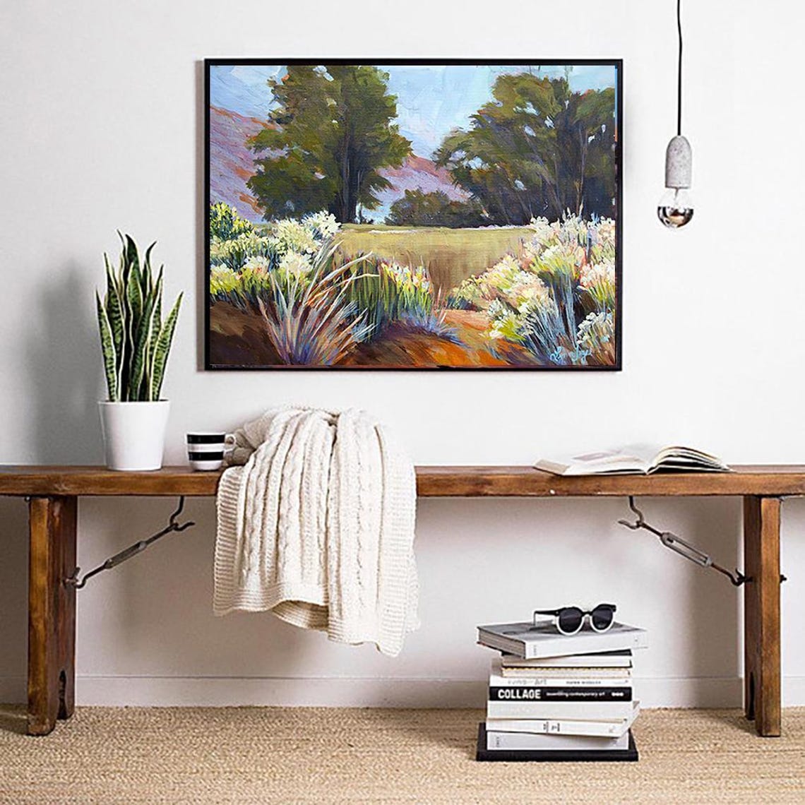 Carpinteria Wildflower Meadow Valley Trees Landscape Art Poster - Image 4