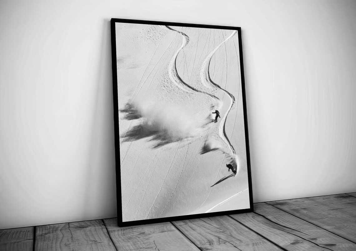 Vintage Snowboard Poster, Black and White Art Print - Image 2