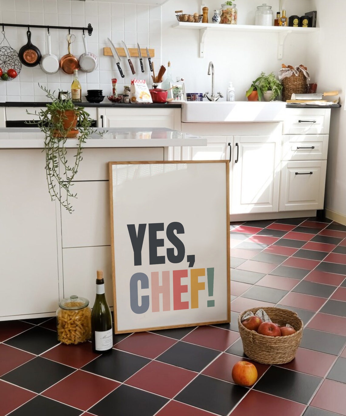 Yes Chef Funny Kitchen Typography Cooking Lover Decor Poster - Image 2