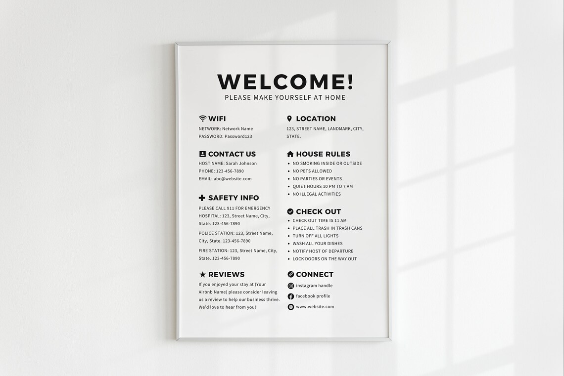 Welcome Guide for Airbnb Hosts Vacation Rental Sign - Image 4
