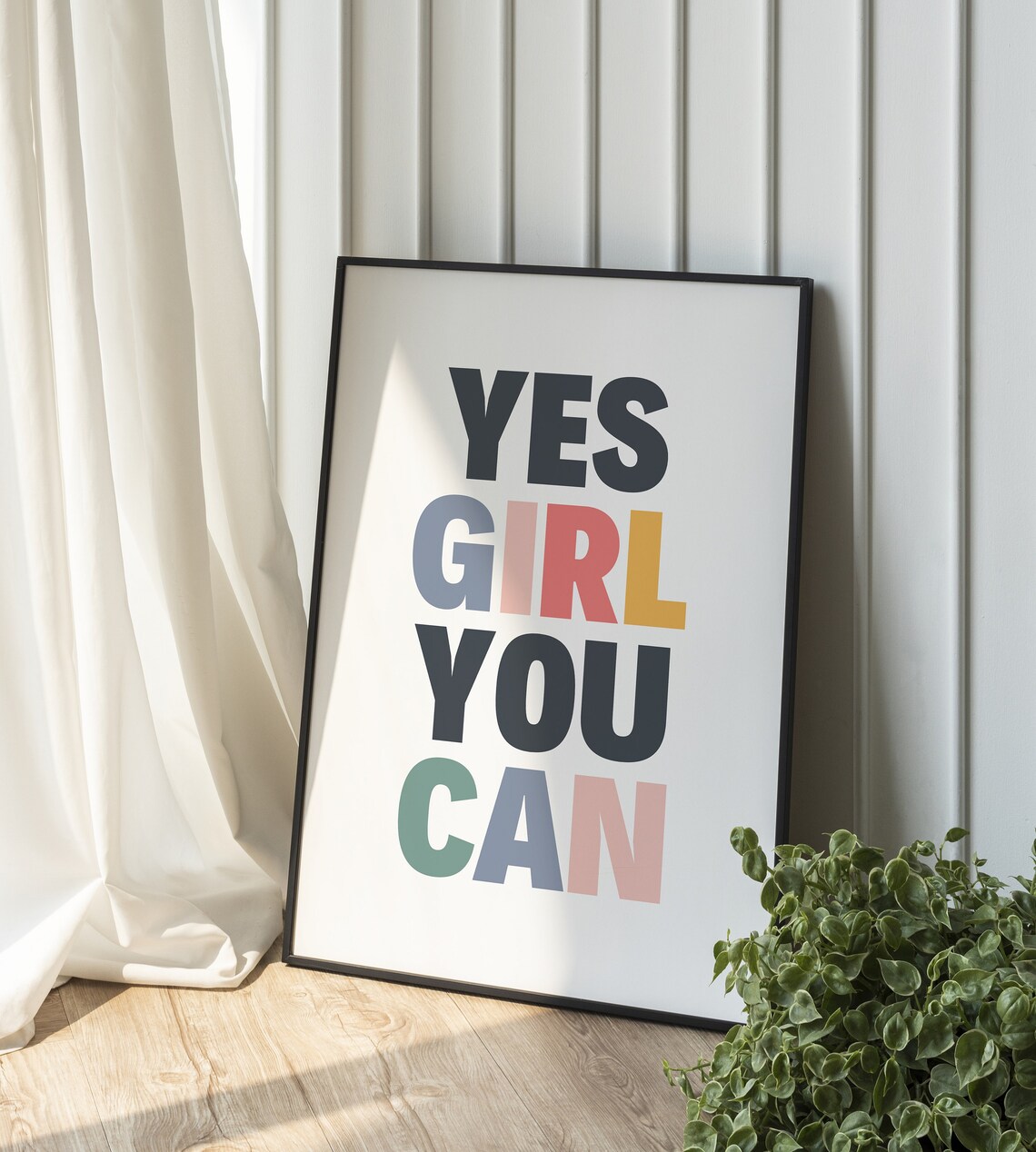Yes Girl You Can Typography Art Print, Colorful - Image 2