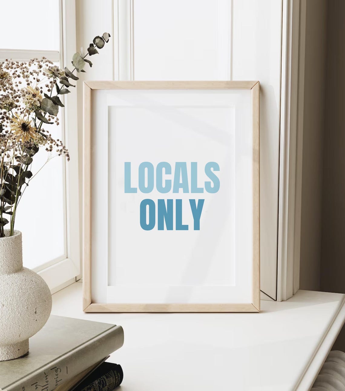 Locals Only Coastal Blue Trendy Typography Beach House Poster - Image 2