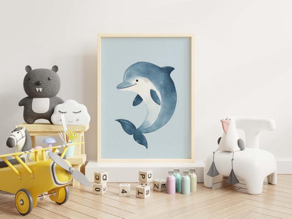Dolphin Nursery Art Boho Kids Room Decor