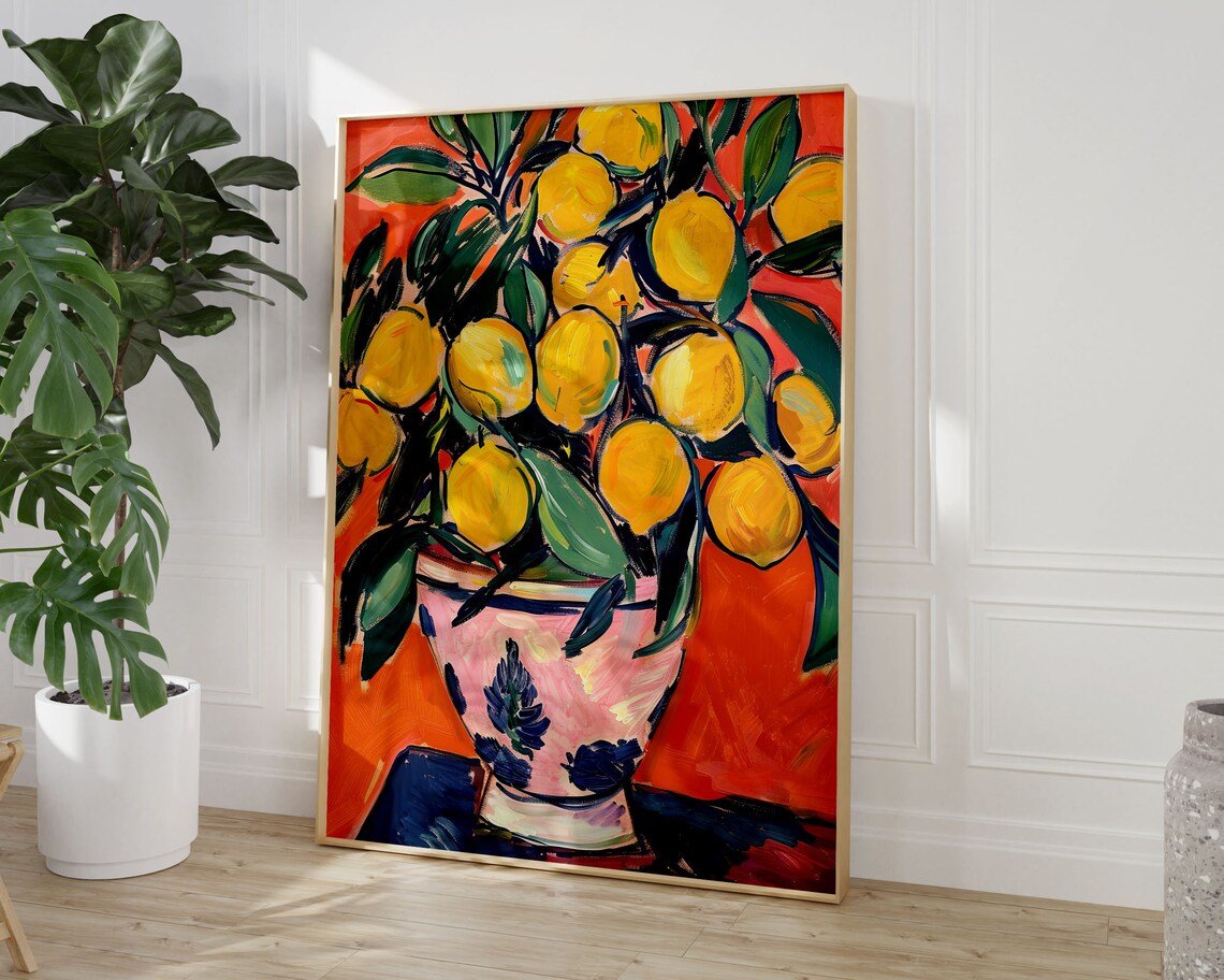 Matisse-Inspired Lemons Maximalist Wall Art Print - Image 3
