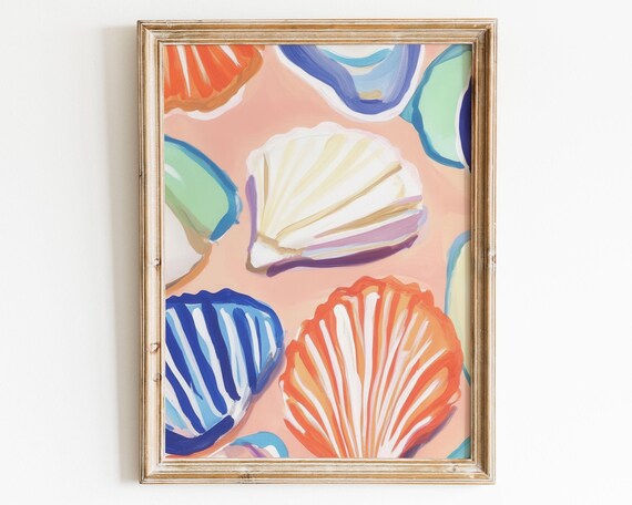 Maximalist Wall Art Seashell Abstract Coastal Colourful Trendy