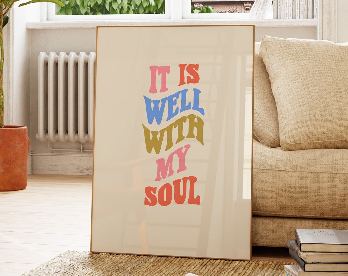It Is Well With My Soul Retro Groovy Pastel Typography Poster