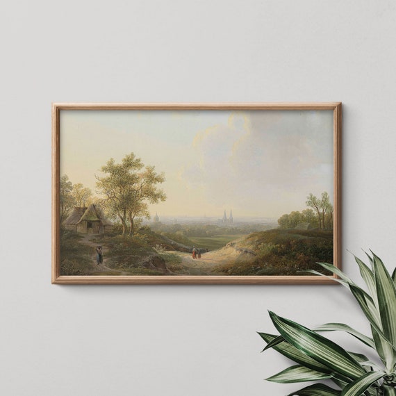 Forest Landscape Art Print Horizontal Wall Art Vintage Wall Art Green Forest Art Instant Art Print For Living Room
