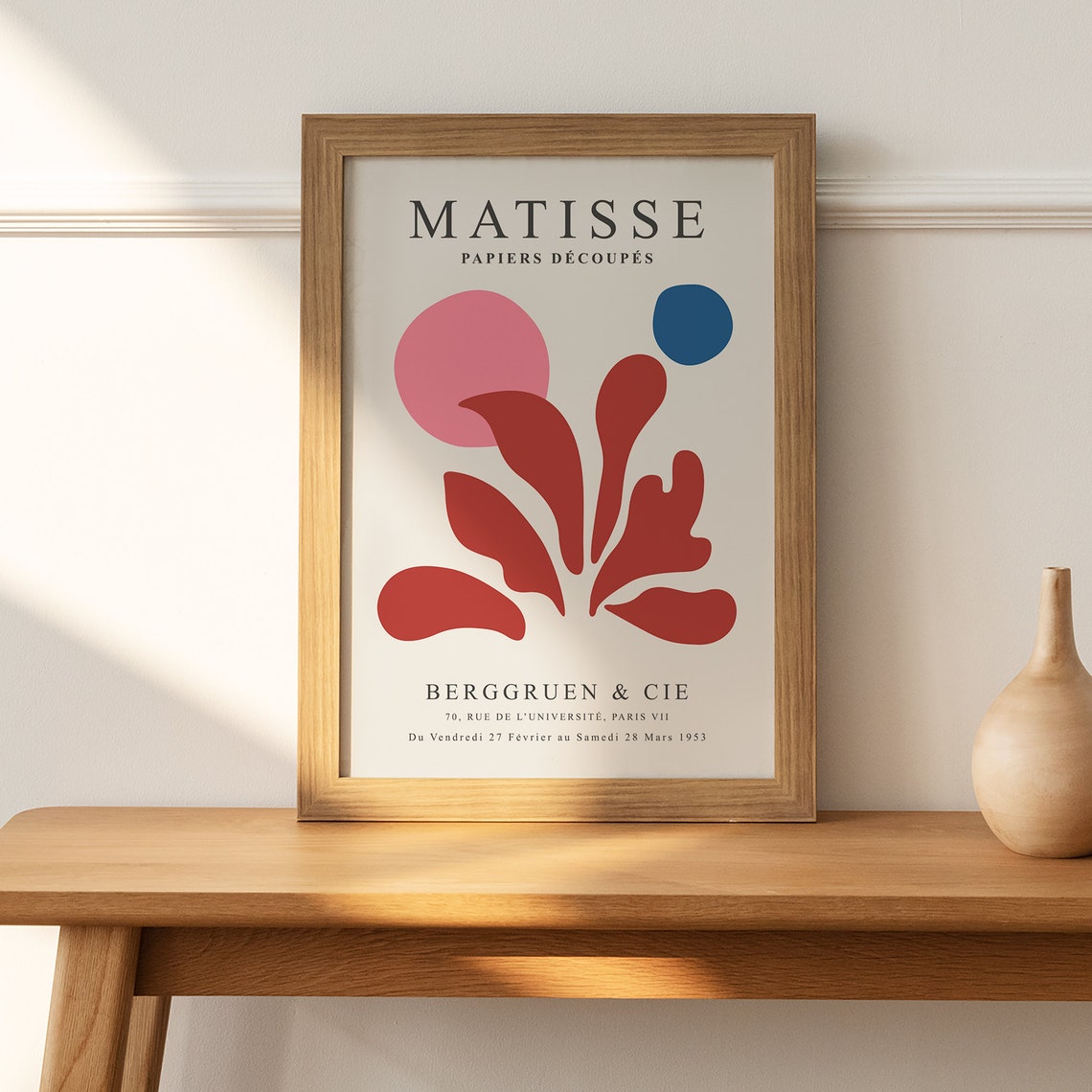 Matisse Berggruen 1953 Red Cut Paper Plant Circles Design Poster - Image 2