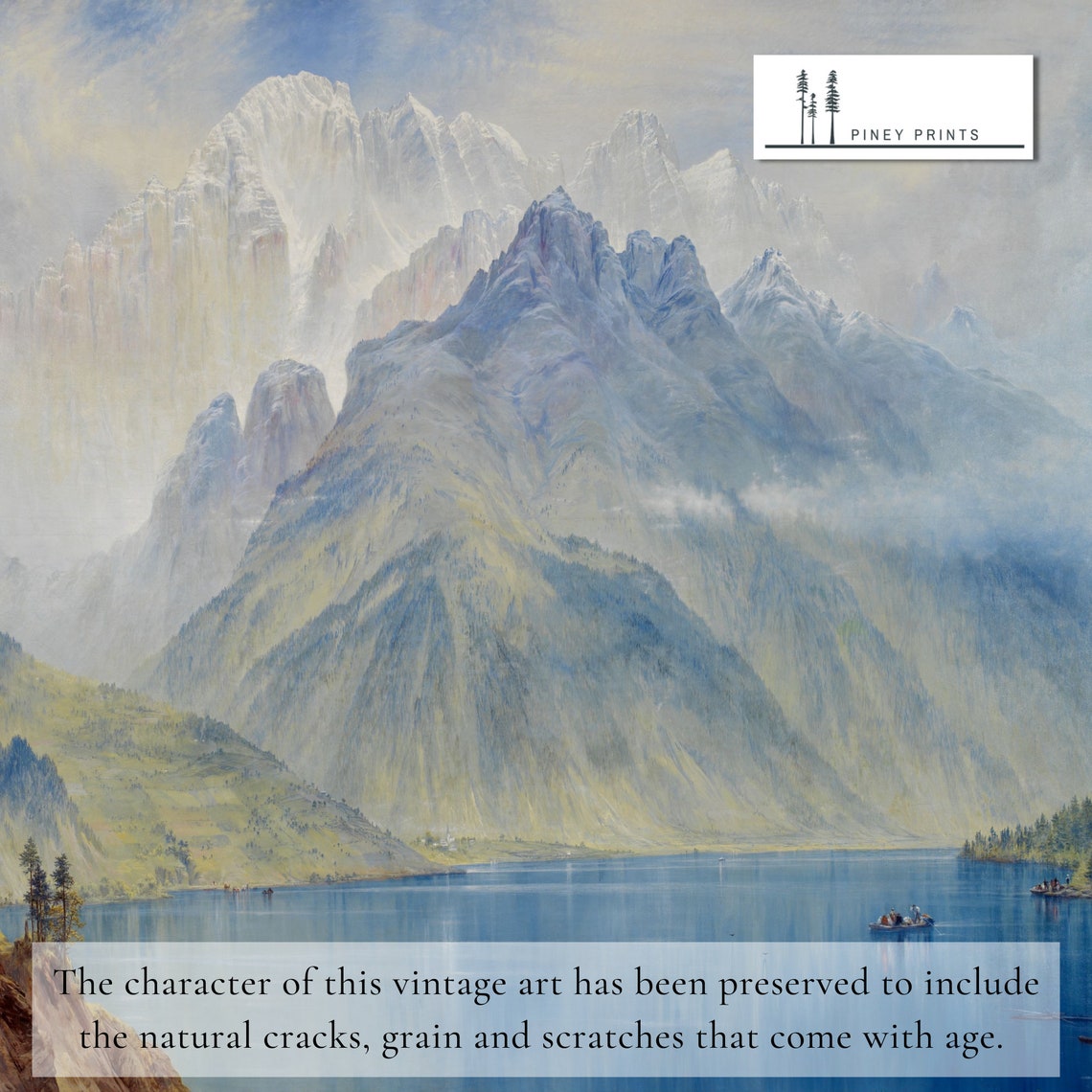 Mount Civetta Vintage Mountain Lake Landscape Painting Italy Poster - Image 2