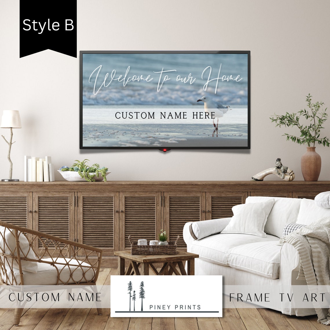 Personalized Welcome Home Beach Seagull Custom Name Coastal Poster - Image 3