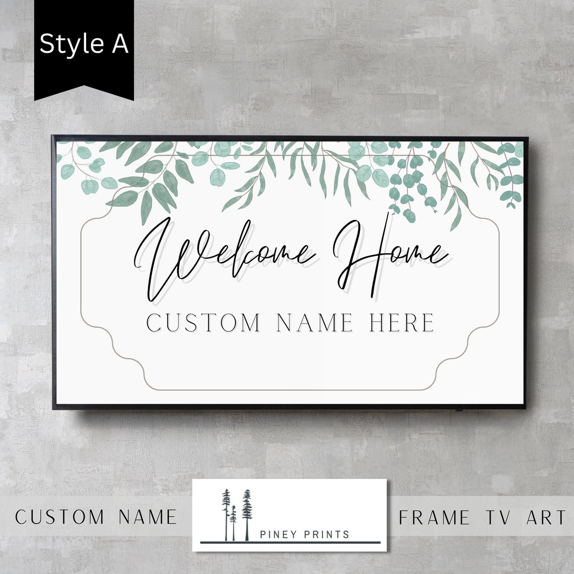 Personalized Family Welcome Sign Eucalyptus Botanical Wall Art - Image 2