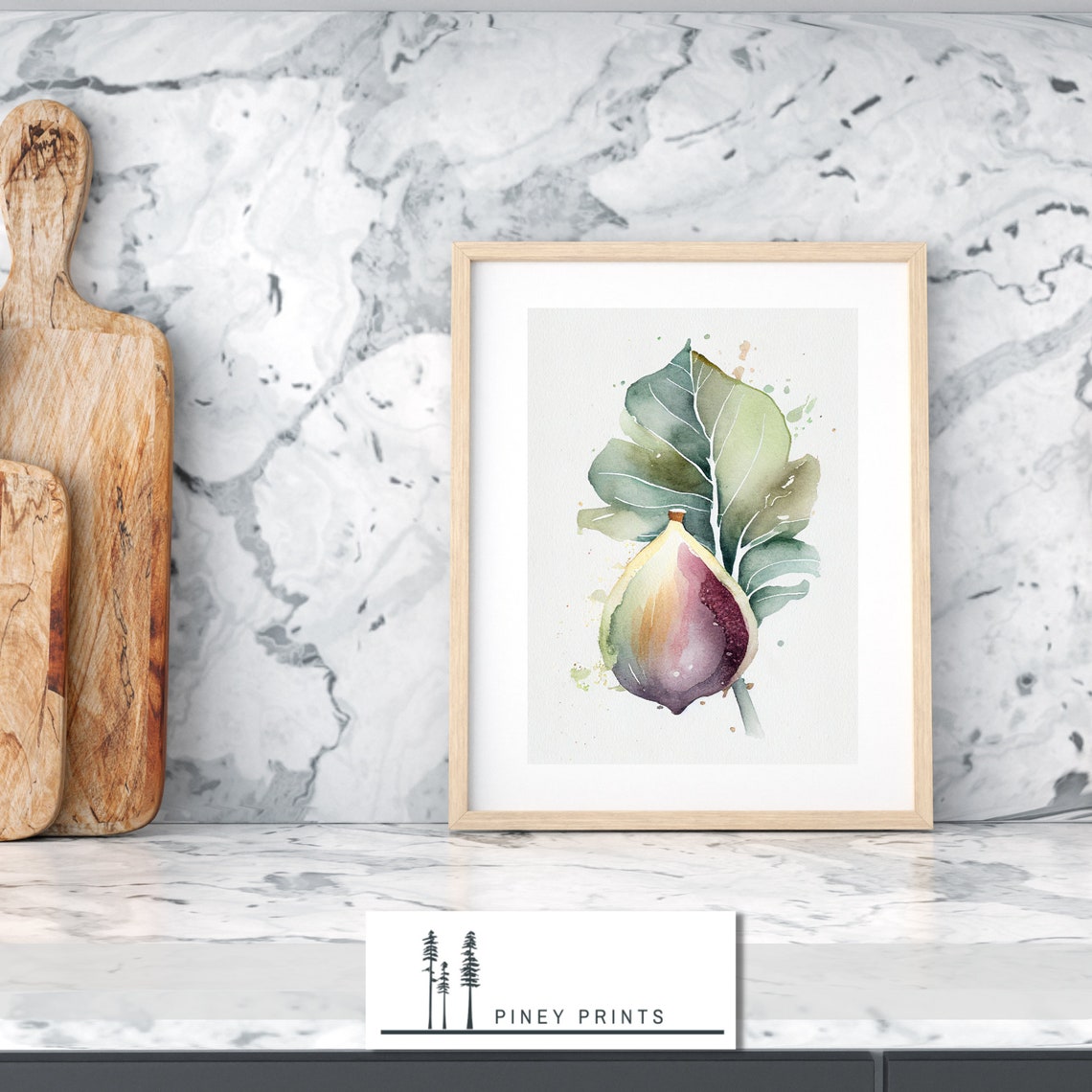 Watercolor Fig Fruit Botanical Ripe Fig Leaf Kitchen Wall Decor Poster - Image 3