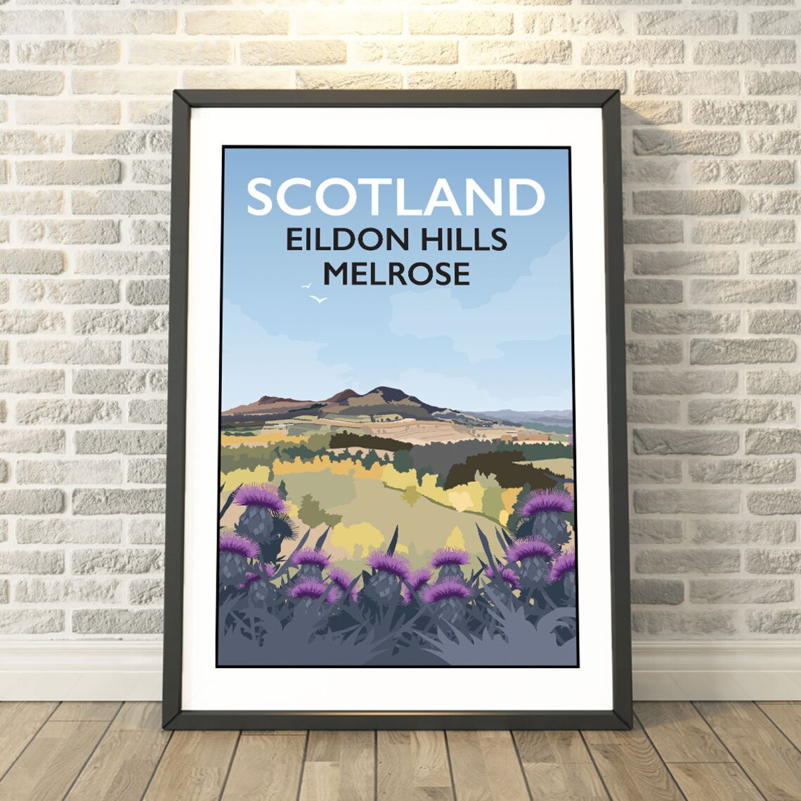 Eildon Hills, Melrose Scotland Travel Poster