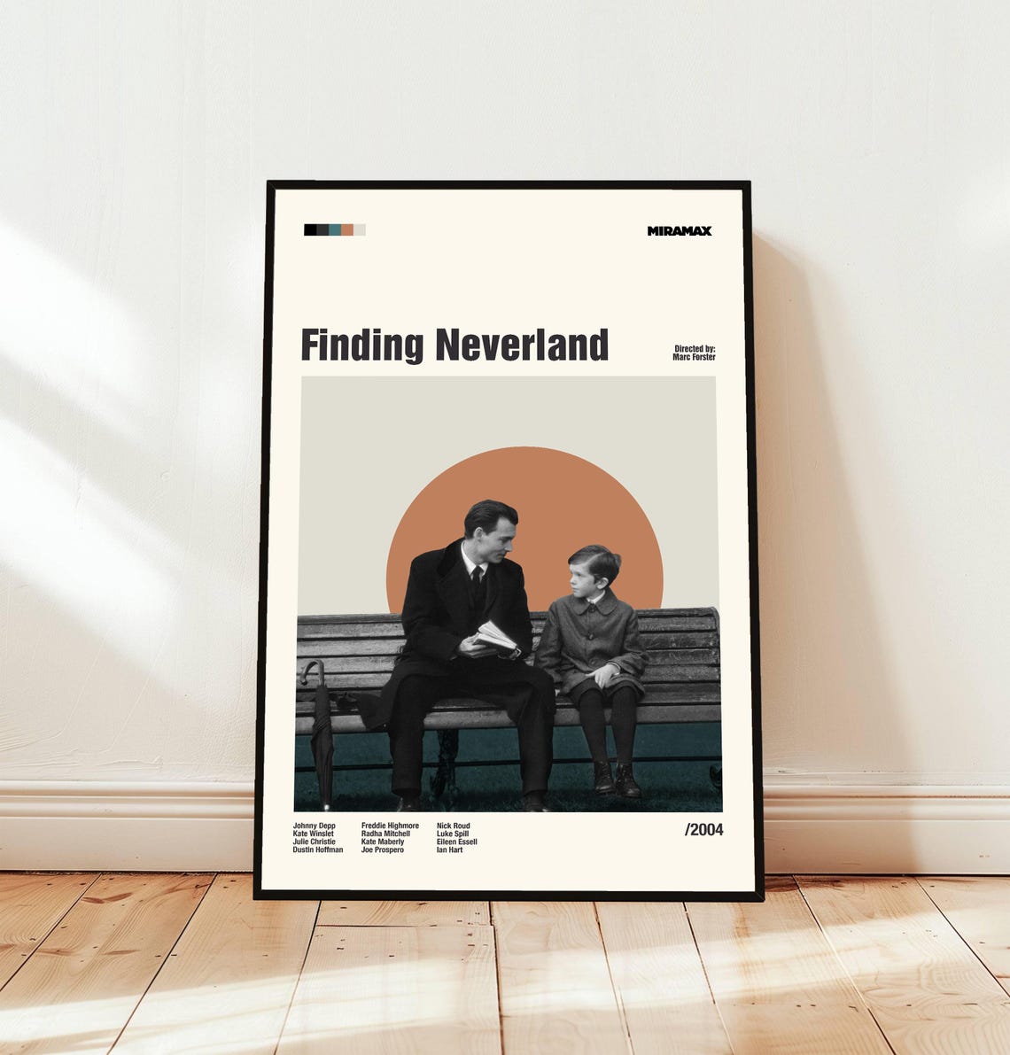 Finding Neverland 2004 Minimalist Movie Art with Cast Names Poster