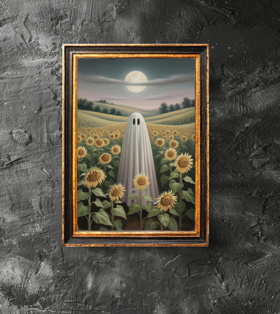 In A Sunflower Field Poster Wall Art Autumn Decor Halloween Funny Print