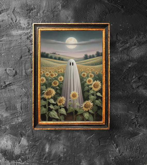 In A Sunflower Field Poster Wall Art Autumn Decor Halloween Funny Print