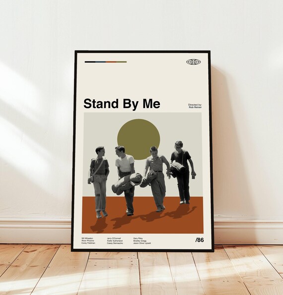 Stand By Me Minimalist Midcentury Movie Poster With Cast Credits List
