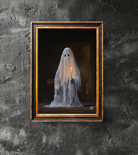 Holding A Candle Pain Poster Spooky Haunting Dark Academia Decor Cute Vintage Halloween Wall Art