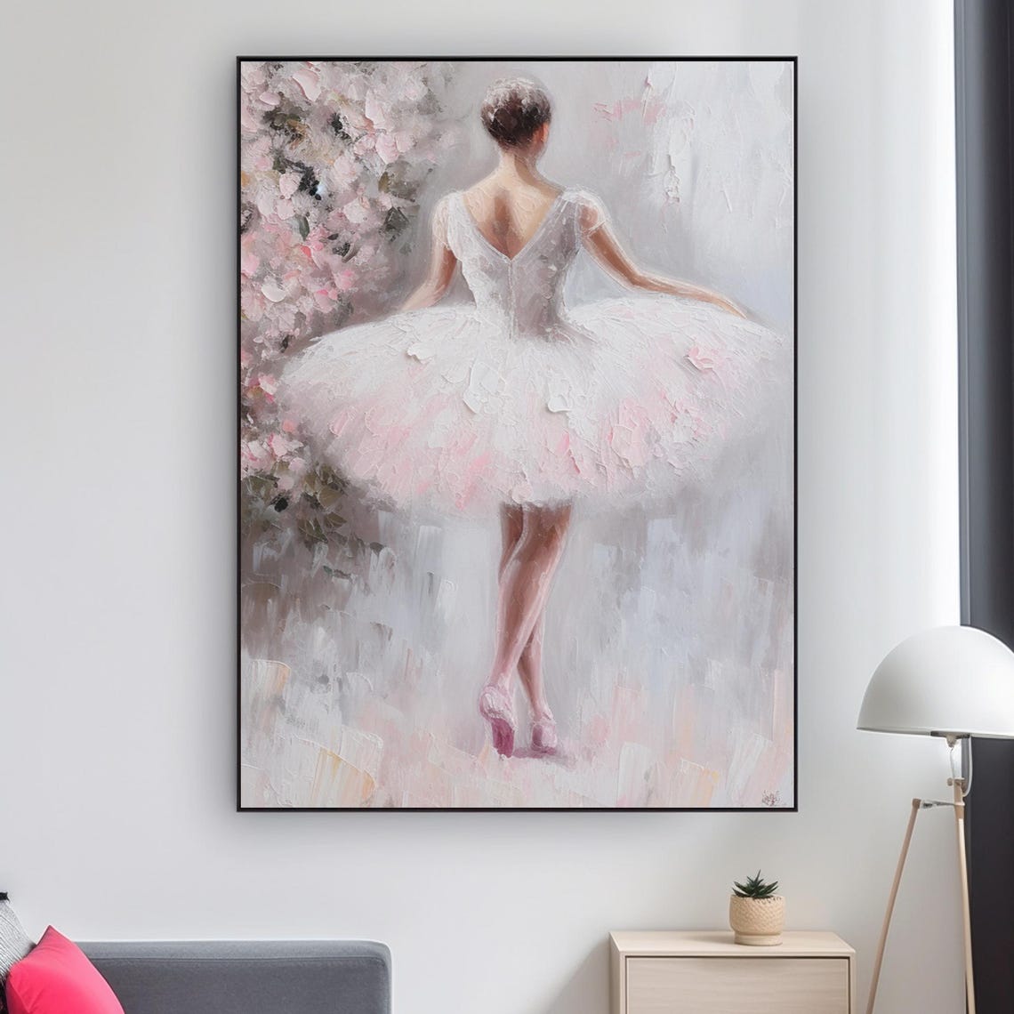 Large Ballerina Girl Oil Painting Dancer Oil Painting On Hand Drawn Ballerina Portrait Oil Painting Home Bedroom Ballerina Art - Image 2
