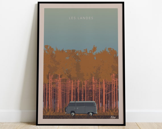 Les Landes Vintage Travel Poster, South West Coast