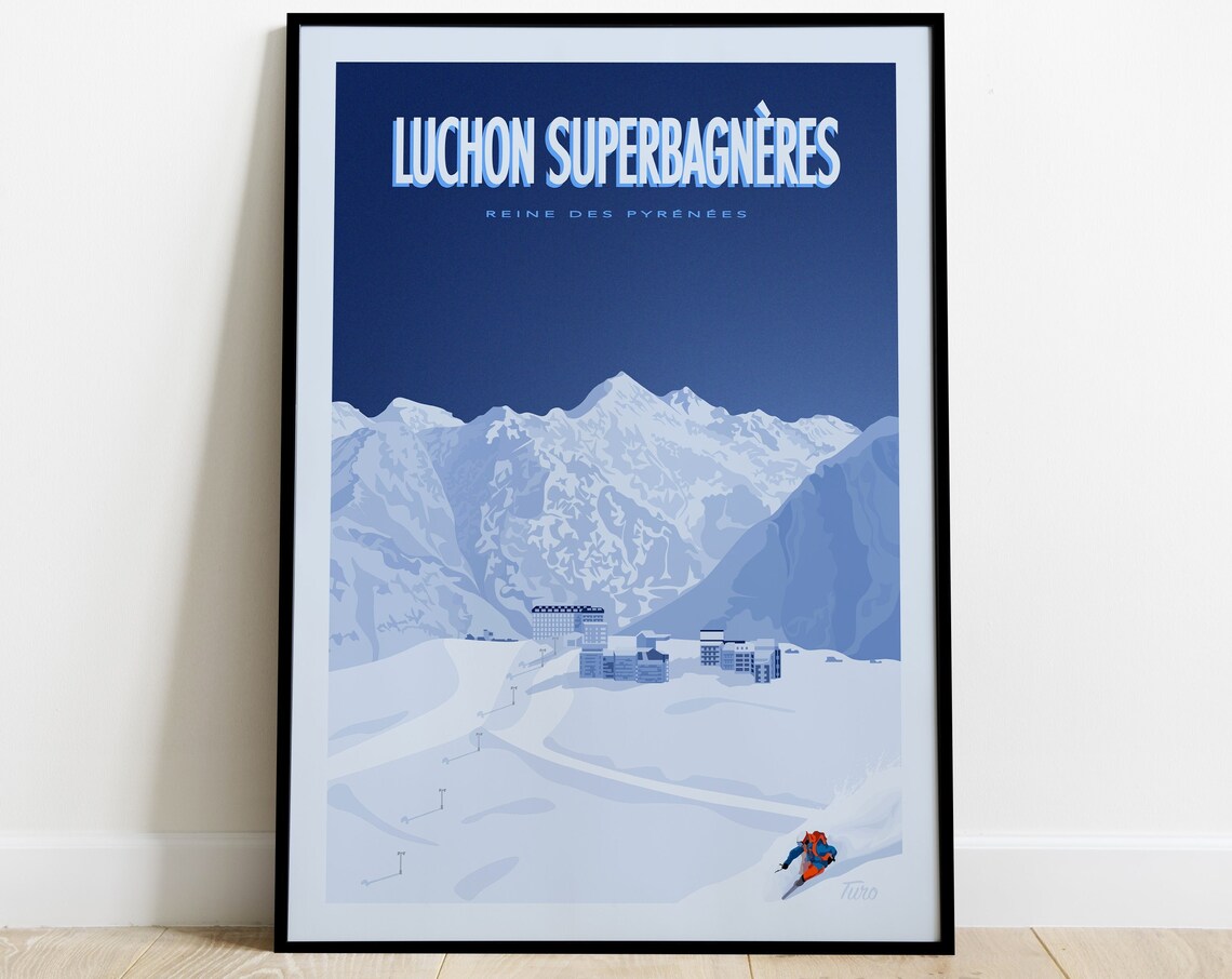 Luchon Superbagnres Vintage Pyrenees Travel Poster
