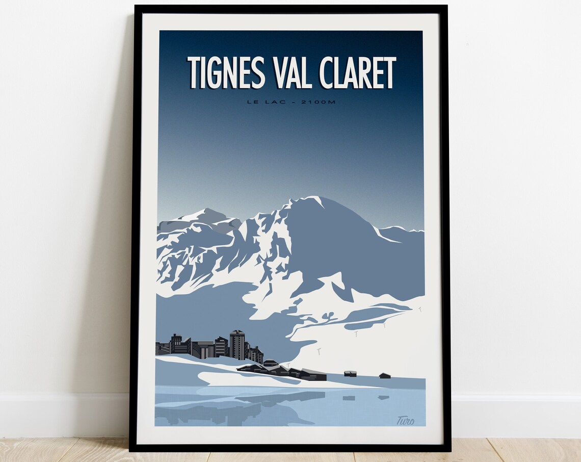 Tignes Val Claret Travel Poster, Alps Landscape