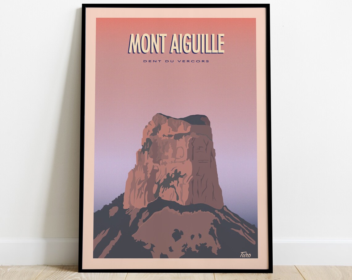Mont Aiguille Vintage Travel Poster, Isere Mountain