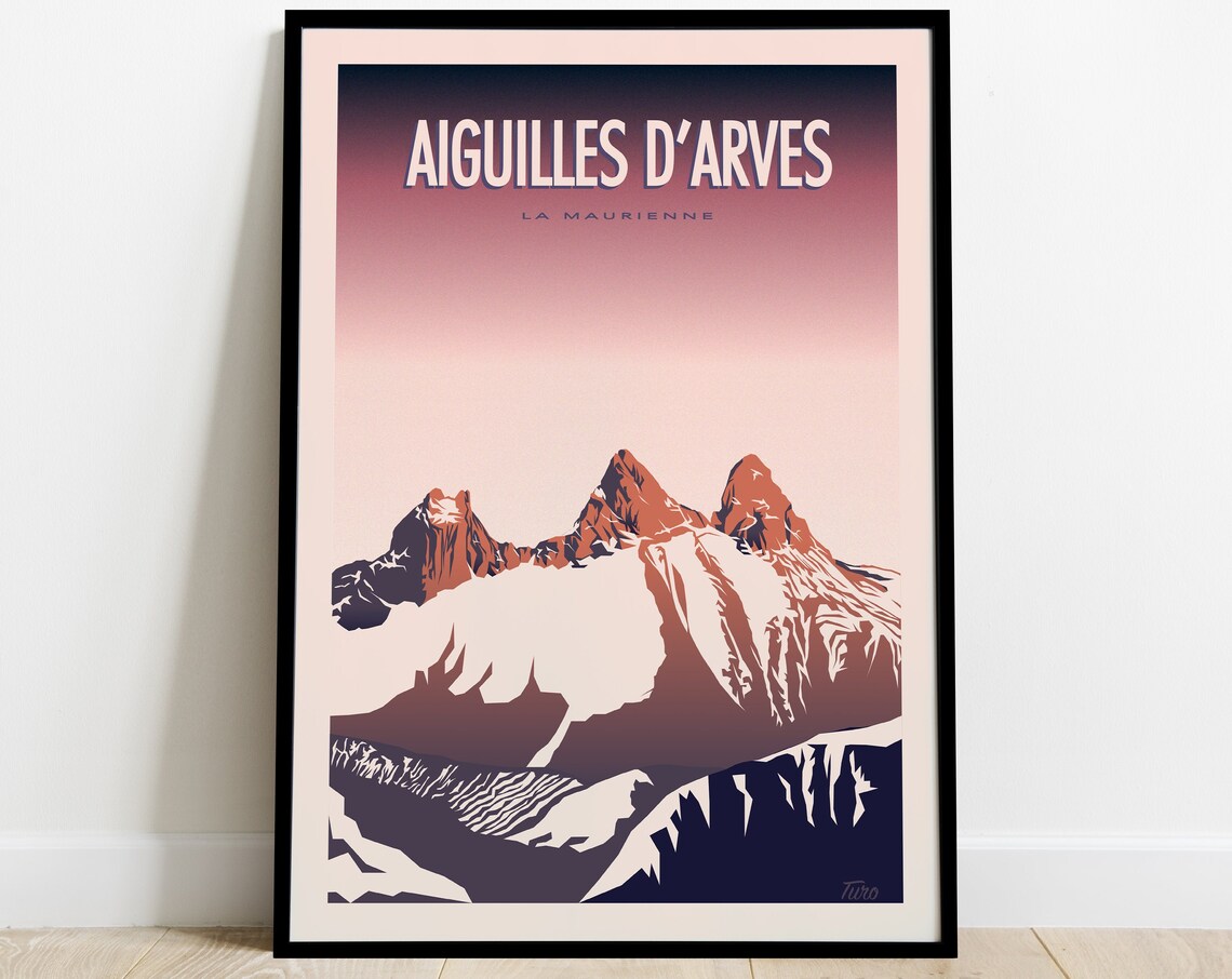 Aiguilles Darves Travel Poster, Alps Mountain Scene - Image 3