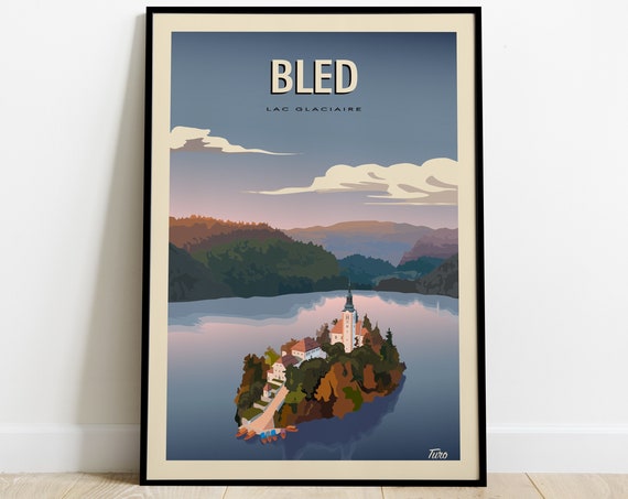 Bled Travel Poster Glacial Lake Poster Vintage Poster Slovenia