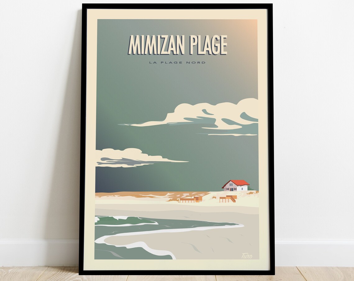 Mimizan Plage Vintage Travel Poster, West Coast