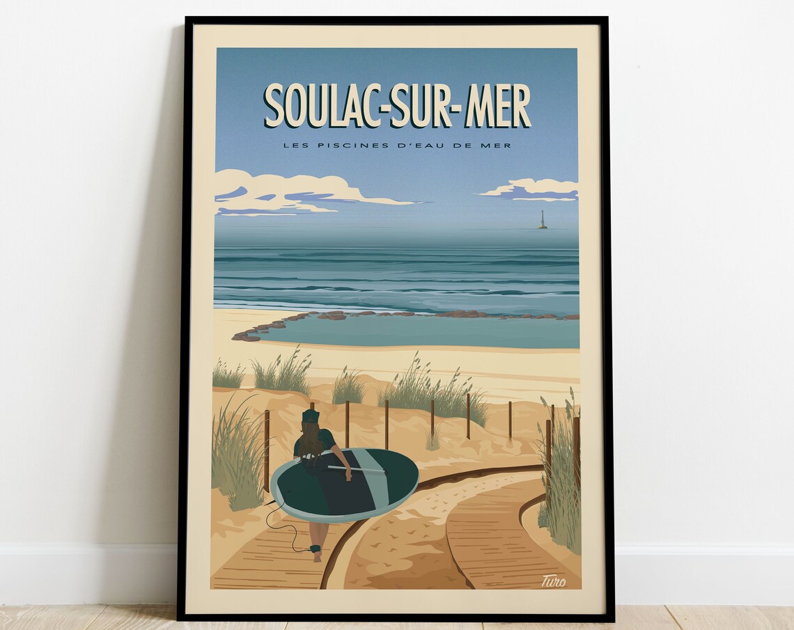 Soulac Sur Mer Vintage Travel Poster, Cordouan Lighthouse